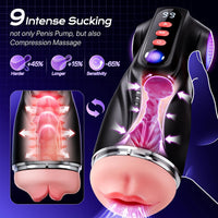 FFM Fantasy Sucking, Vibrating & Edging AI Sync Masturbator with Three Textured Sleeves (Mouth, Vagina, Anal), Rhythmic Light Show
