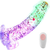 8.9'' Colorful Luminous Glow Confetti Dildo with 7 Vibrating Modes & Remote