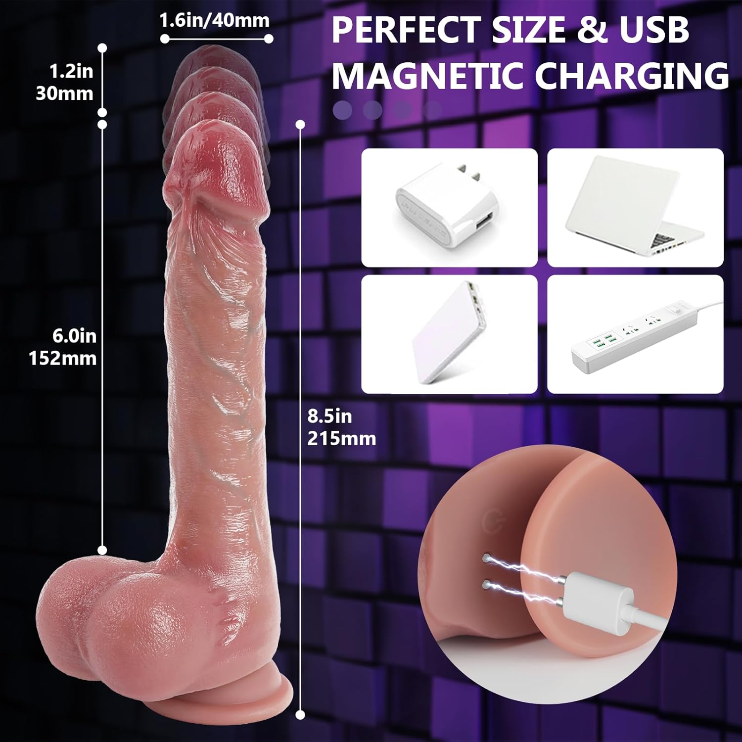 8.5 Inch Realistic Dildos with 7 Thrusting & 10 Vibrating & Heating Modes