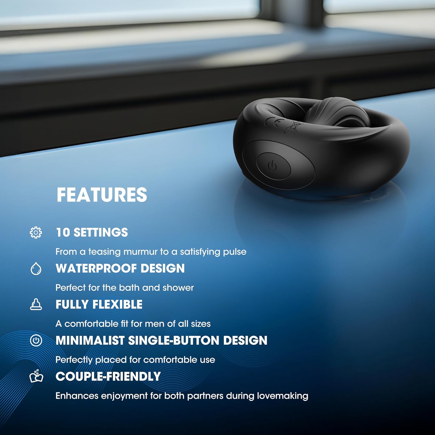 Vibrating Cock Ring Central Ball Design for Enhanced Erection & Clitoral Stimulation