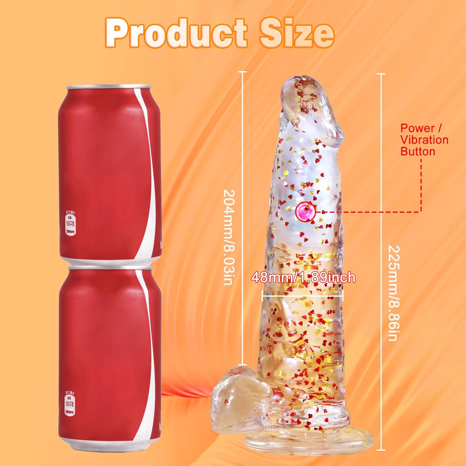 8.9'' Colorful Luminous Glow Confetti Dildo with 7 Vibrating Modes & Remote