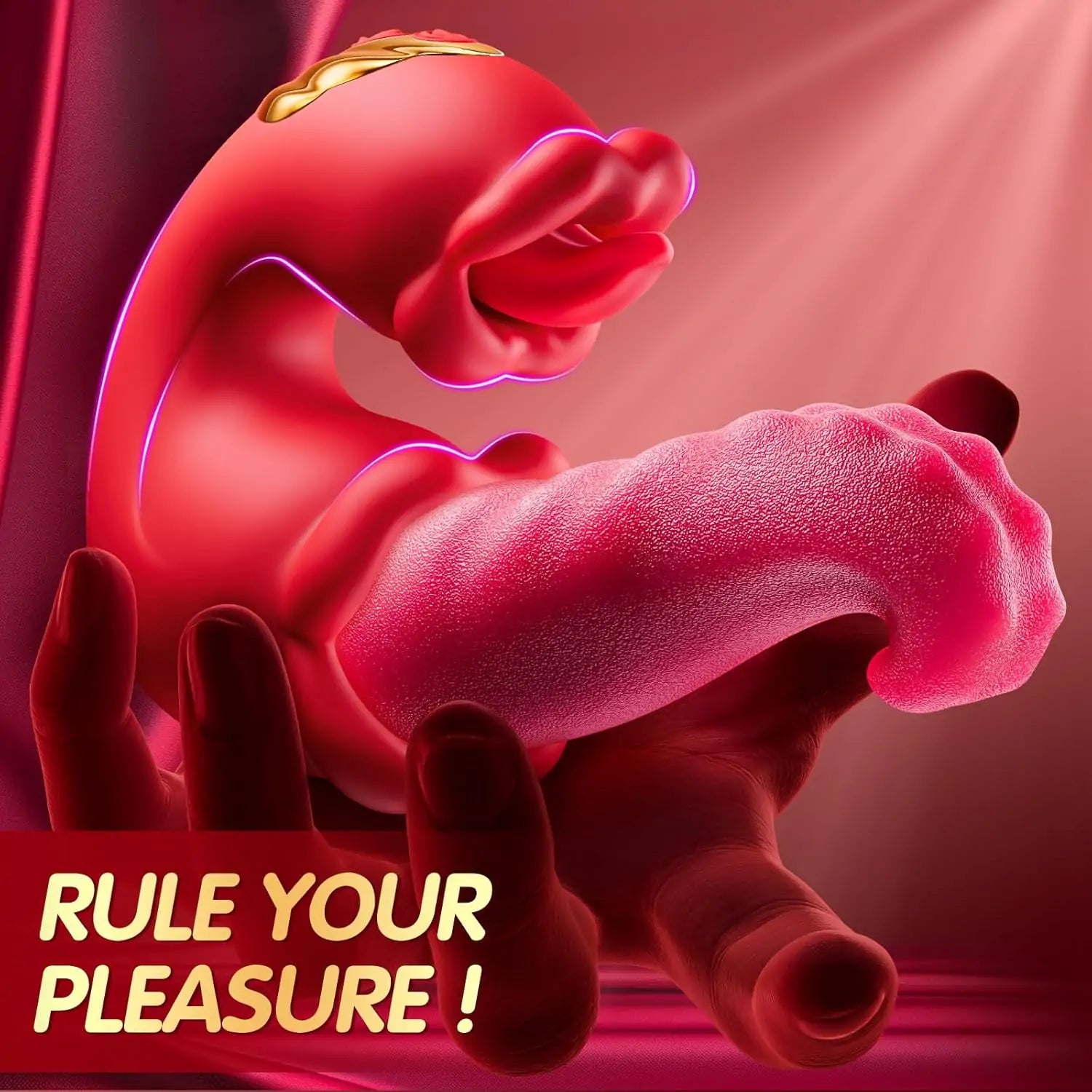 4 in 1 Tongue Licking Clitoral Thrusting G Spot Vibrator with 10 Swinging Vibration Mode (<60 dB) #Kissing #Long Tongue #Pussy To Mouth