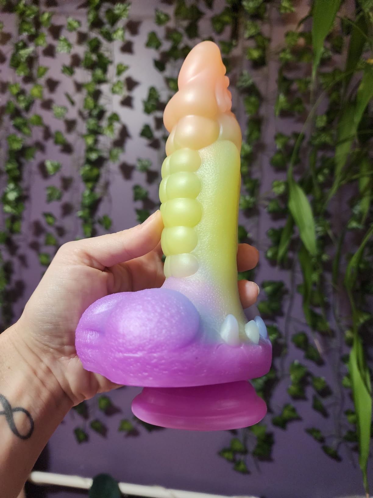 Evolved Colorful Thick Silicone Thrusting Vibrating Heating Dildo Vibrator 8.9''