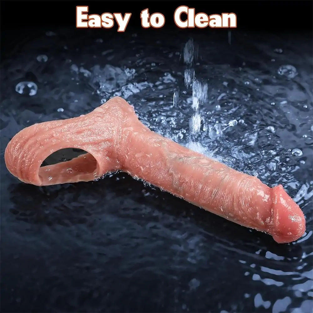 Adorime Sex Toys for Men 2.6'' Penis Sleeve - Adult Toys Realistic Silicone Cock Sleeve 