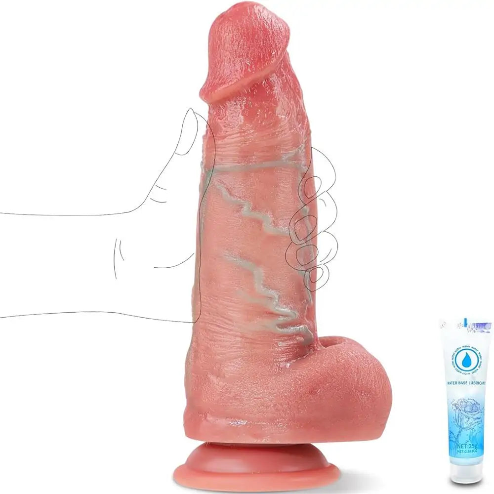 King Cock 8 Inch Realistic Silicone Thick Dildo with Strong Suction Cup
