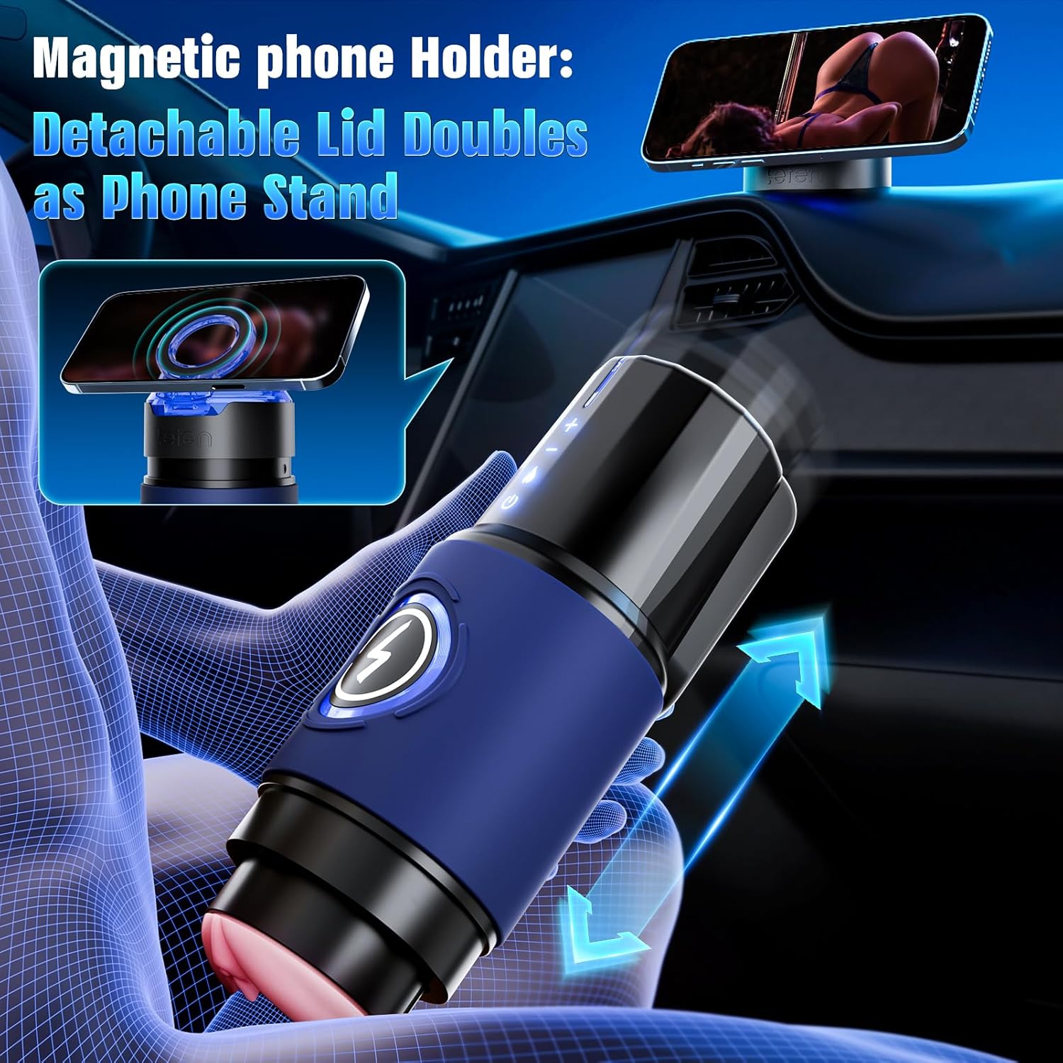 Thrusting Male Masturbator with Heating – 550 Strokes/Min Quiet Brushless Motor & Magnetic Phone Holder