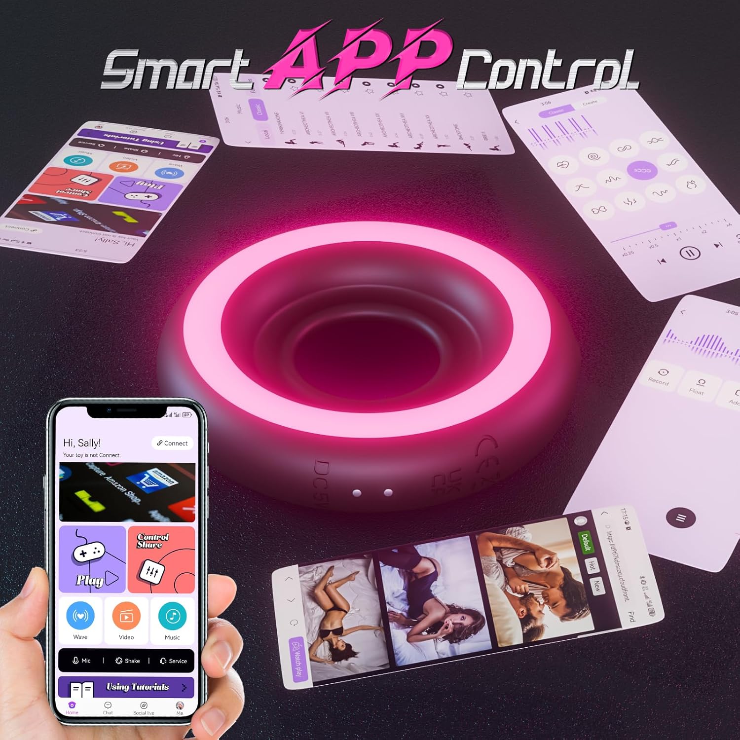 Unique Adaptive Inner Ring with Sexy Light Vibrating Cock Ring