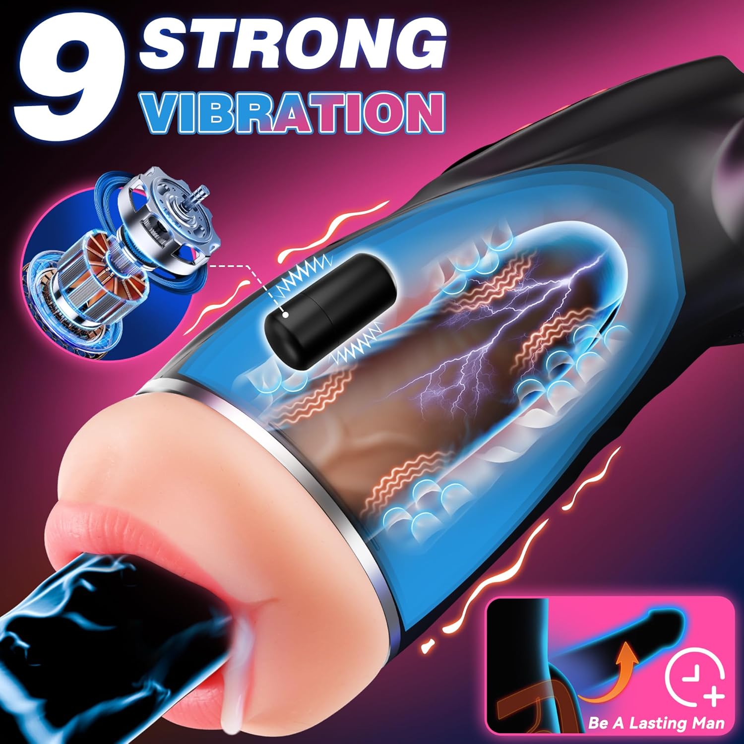 Colorful Lighting Male Stroker App-Controlled Vibrating & Suction Blowjob Masturbator