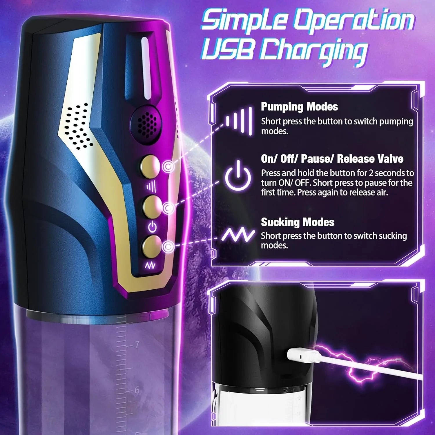 Intelligent Voice Control Penis Vacuum Pump with 4 Training Pressure & 4 Suction Modes
