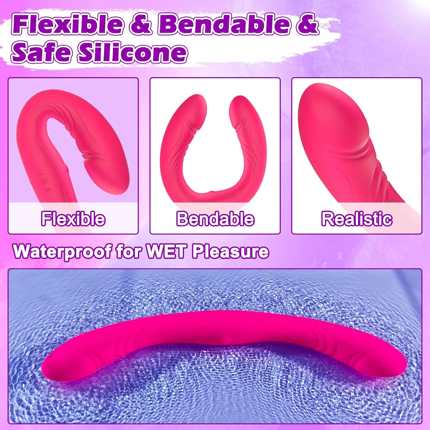 Double O Heaven 10 Function Vibrating Silicone Double Penetration Dildo (13.5in)