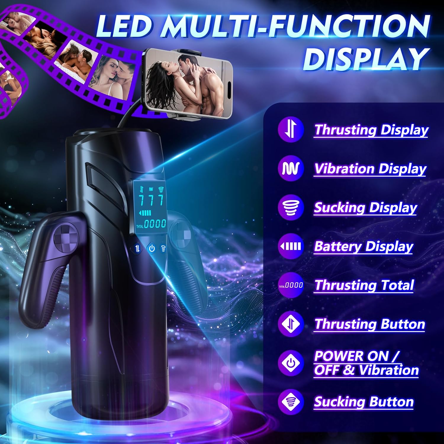 9 in 1 Gamepad Male Masturbator Powerful Vacuum Pump with Mobile Phone Holder