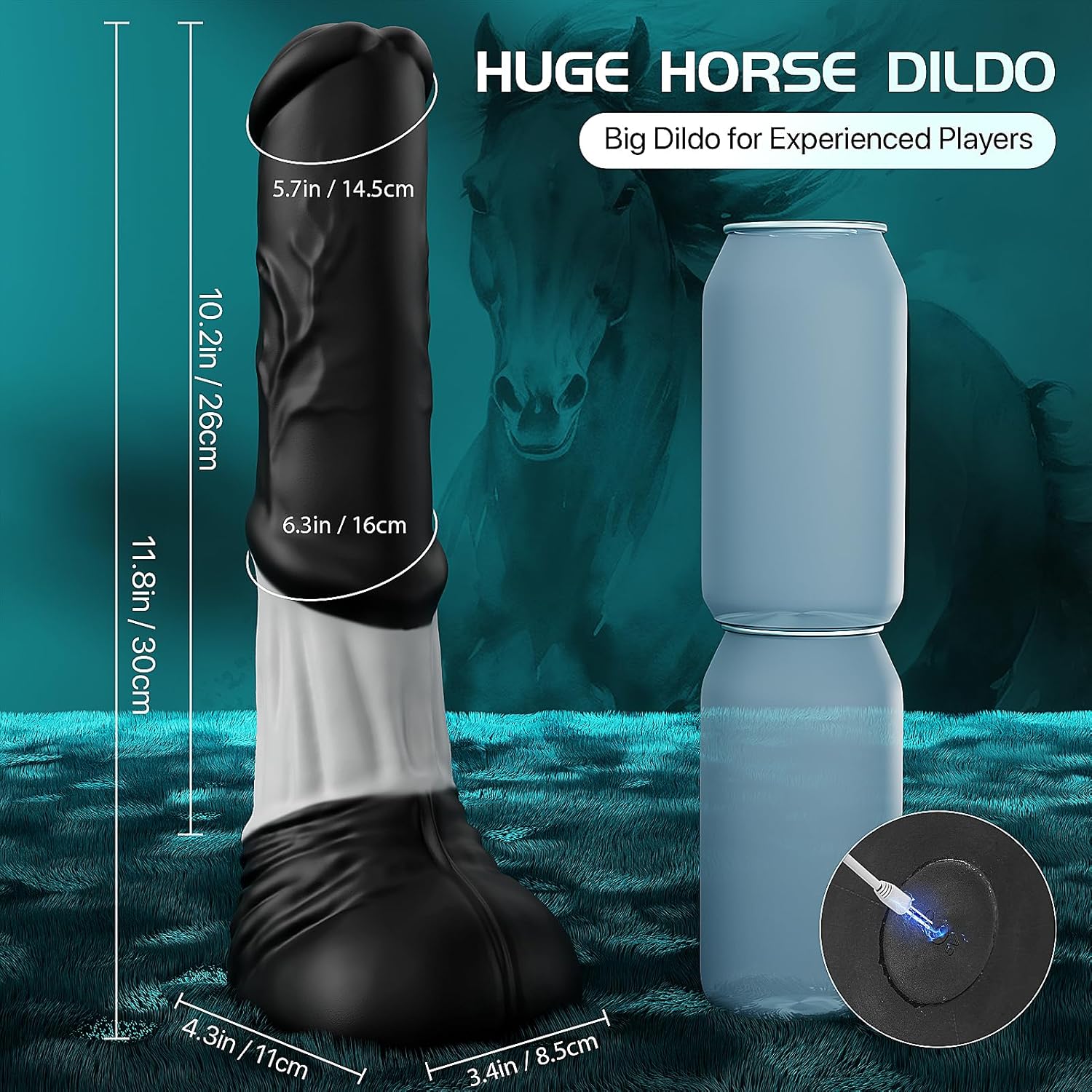 11.8" Wild Fantasy Horse Suction Cup Dildo with Thrust & Vibrations - Ride a Cowboy Style