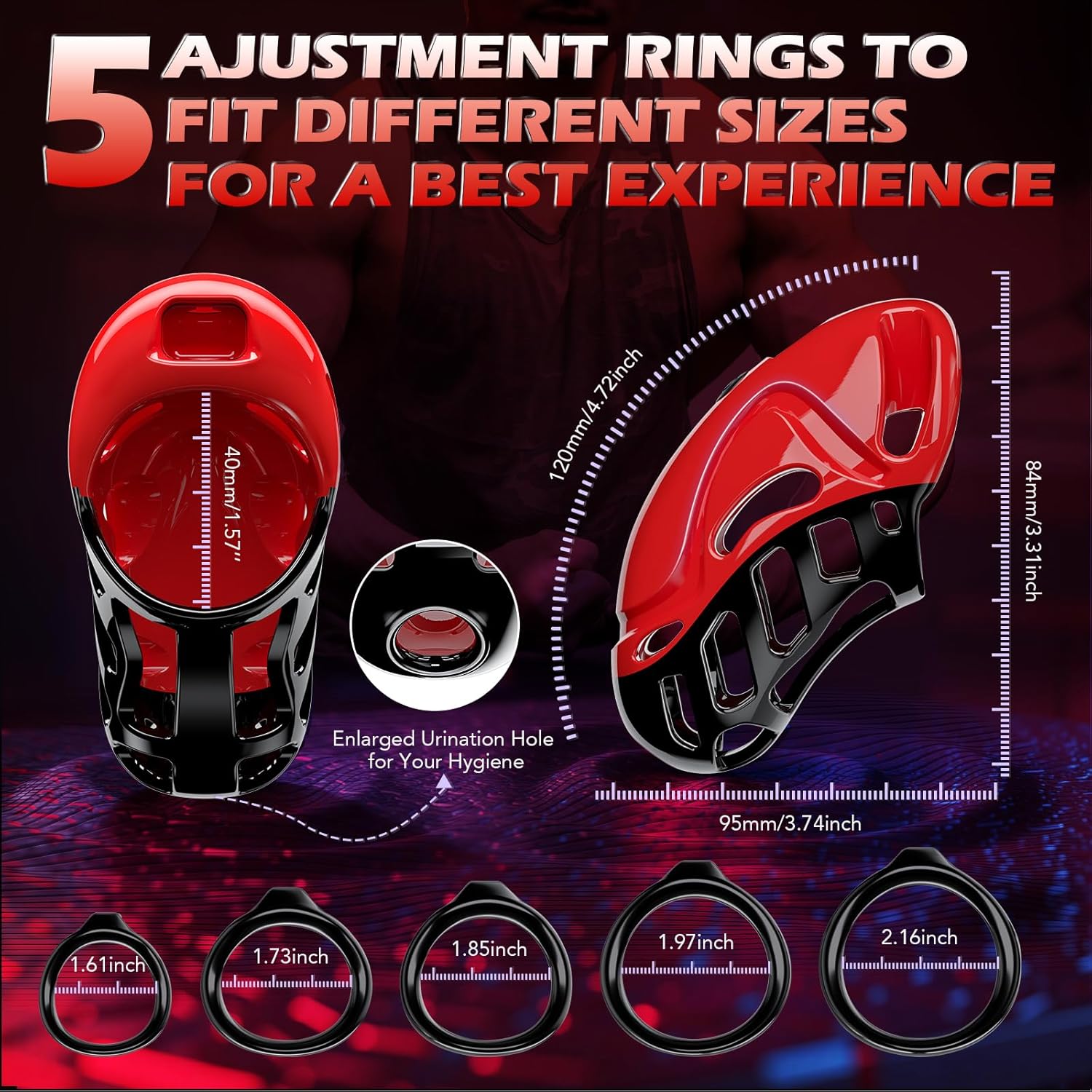Vibrating Chastity Cage - Male Chastity Devices Cock Cage with 10 Vibrations, App & Remote Control