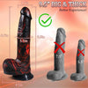 9.5” Black and Red Striped Thick Realistic Vibrating Thrusting Dildo
