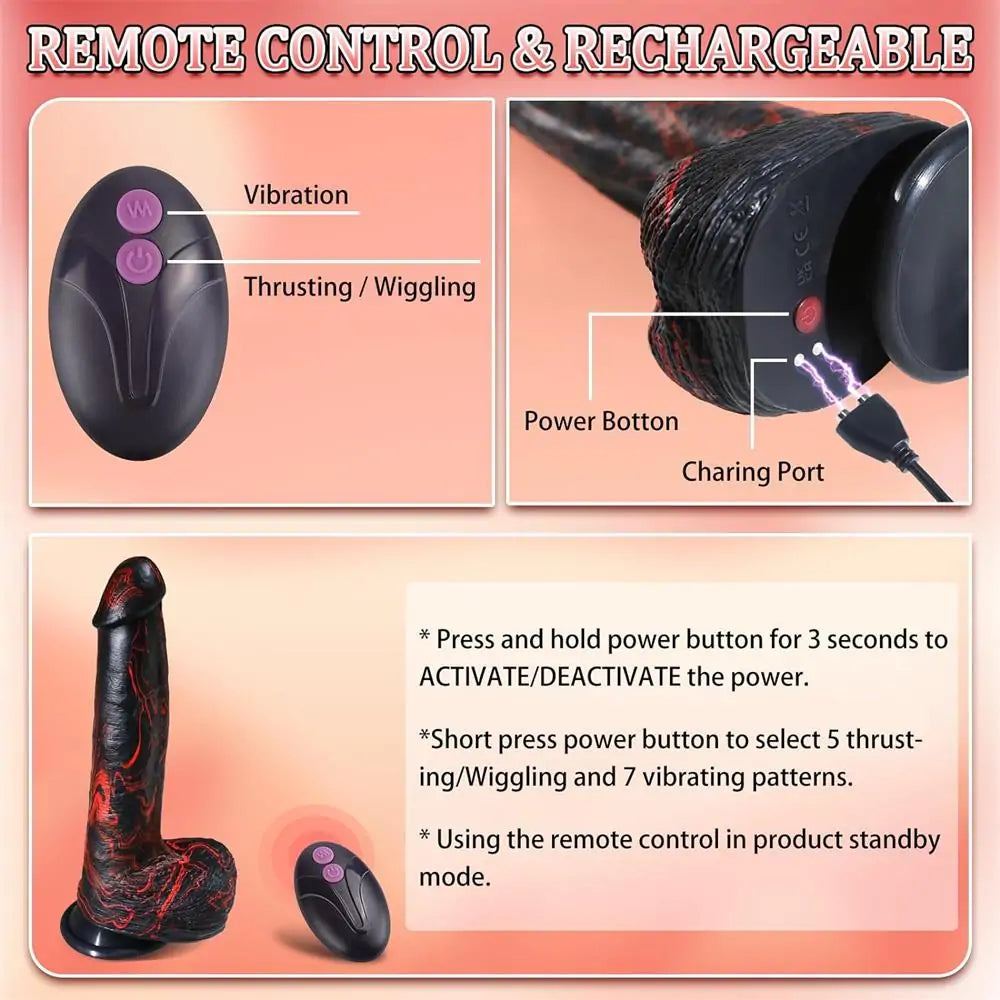 9.5” Thick Realistic Vibrating Thrusting Dildo Women Sex Toys