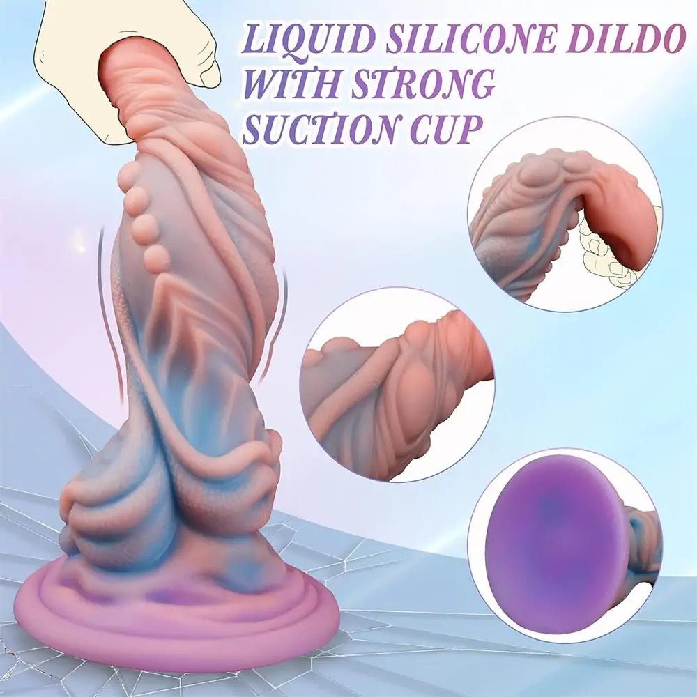 9.96" Monster Dildo Silicone Fantasy Dildo with Raised Ball Stimulating