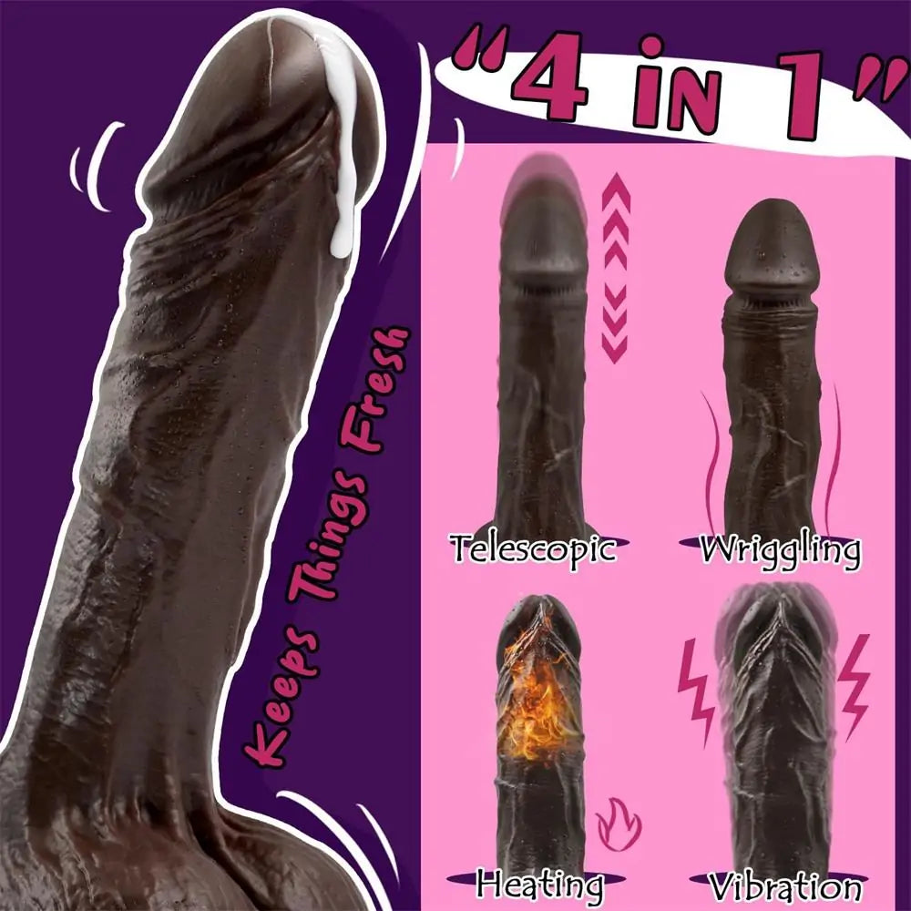 9 Inch Wriggling Black Dildo Vibrator with Remote Control