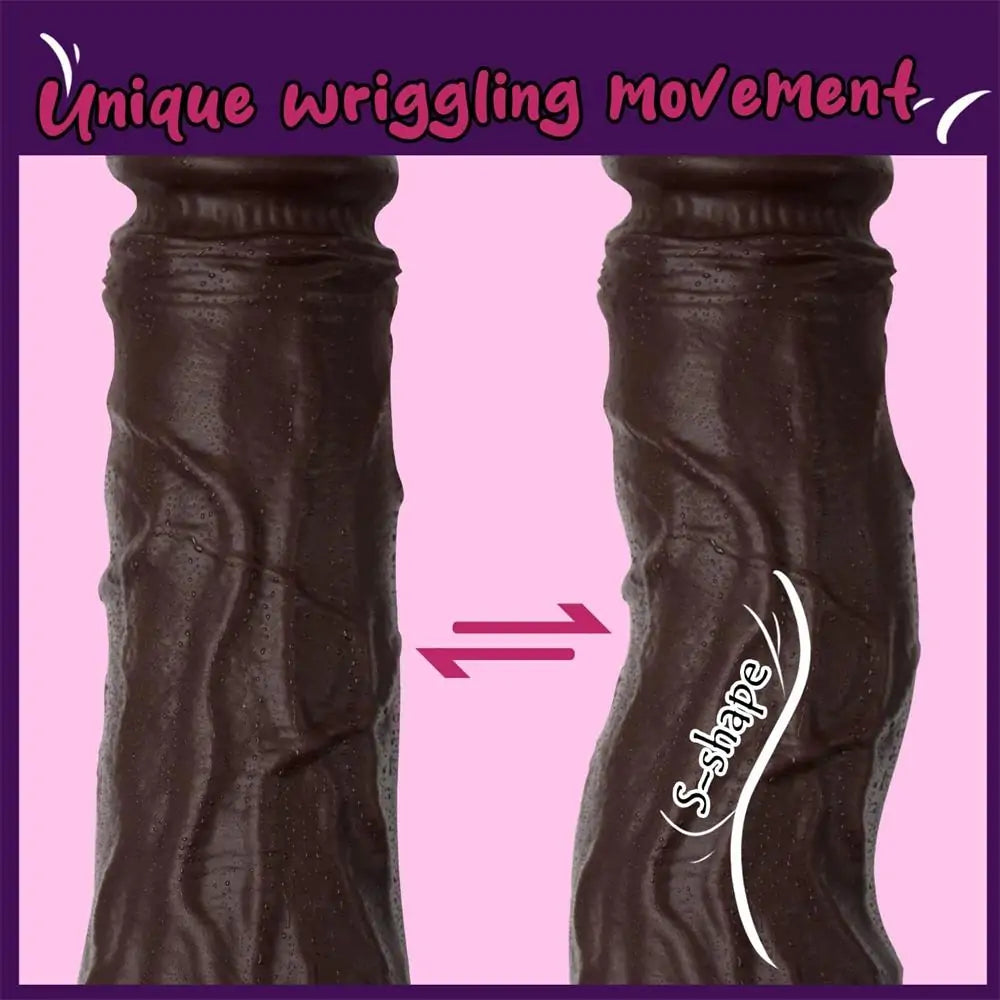 9 Inch Wriggling Black Dildo Vibrator with Remote Control