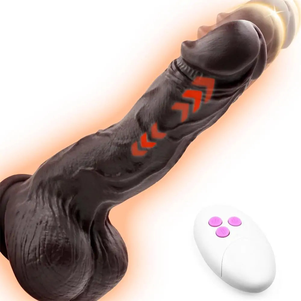 9 Inch Wriggling Black Dildo Vibrator with Remote Control