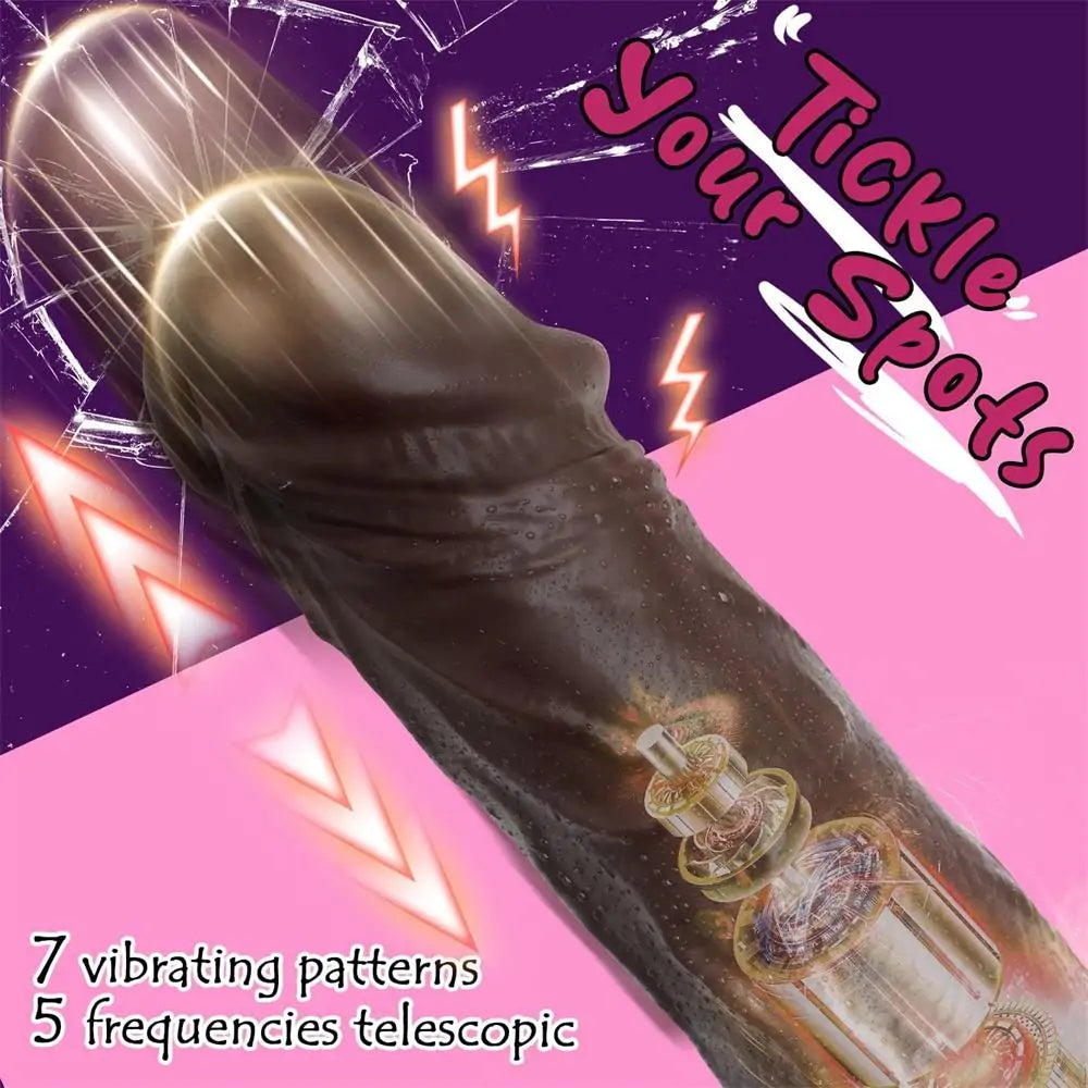 9 Inch Wriggling Black Dildo Vibrator with Remote Control