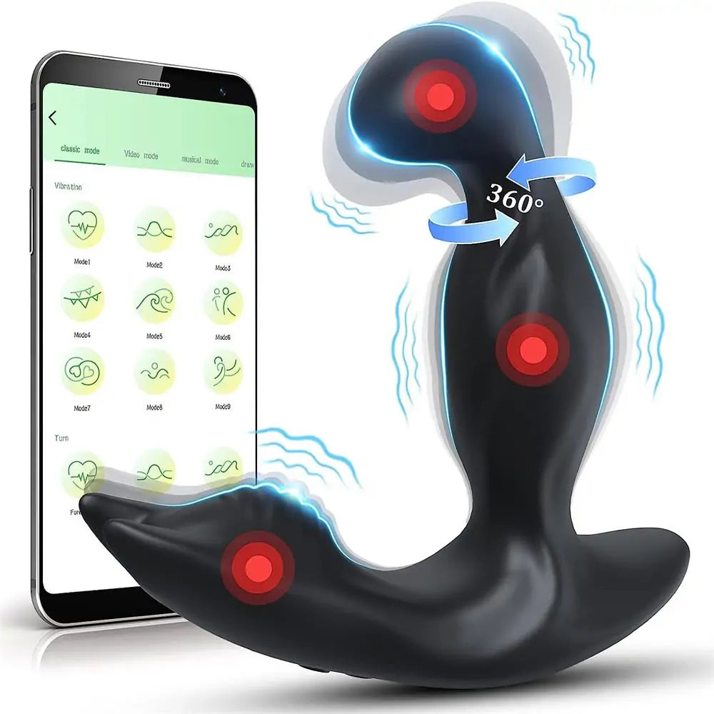 APP Control Rotating Head G-spot Prostate Massager with 360° Rotating & Vibration