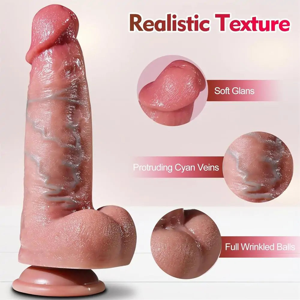 8.5"' Realistic Silicone Thick Dildo with Strong Suction Cup