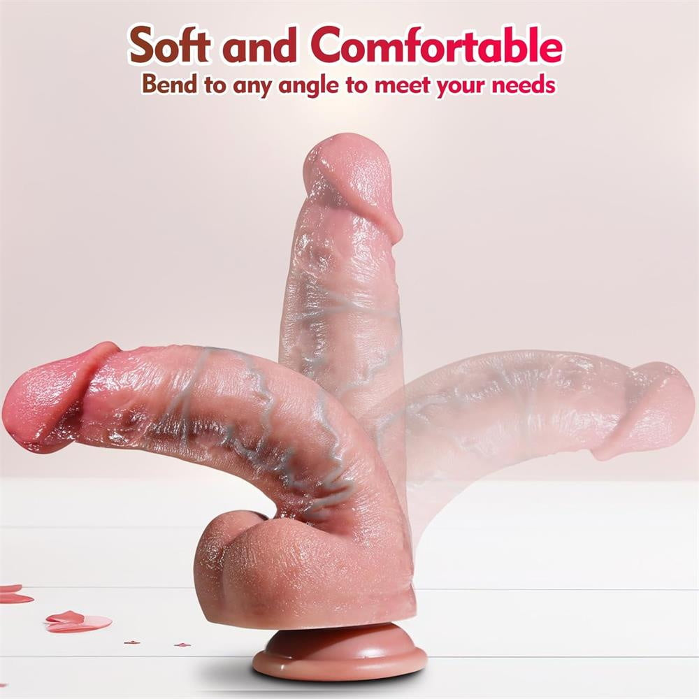 8.5"' Realistic Silicone Thick Dildo with Strong Suction Cup