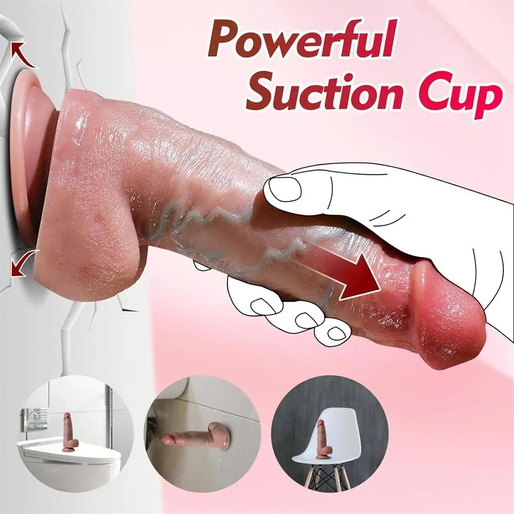 8.5"' Realistic Silicone Thick Dildo with Strong Suction Cup