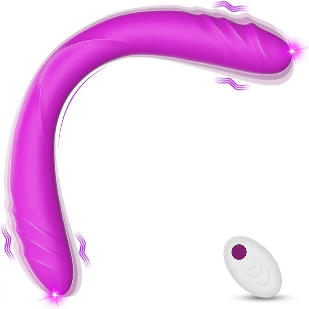 Double Penetrator Bendable Together Vibrating Realistic Double Sided Dildo 14.8 Inch