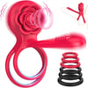 Double Penis Rings Combined with Rose Clitoral Stimulator