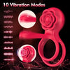 Dual Romance Double Penis Rings Combined with Rose Clitoral Stimulator