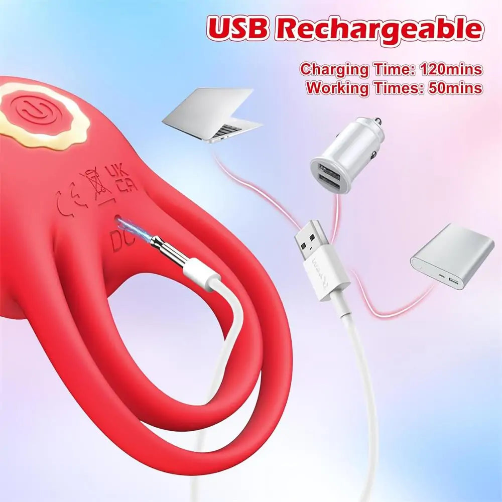 Dual Loop Rose Cock Ring Couples Vibrator with 10 Vibrations #Real Couples #Doggystyle #Erection