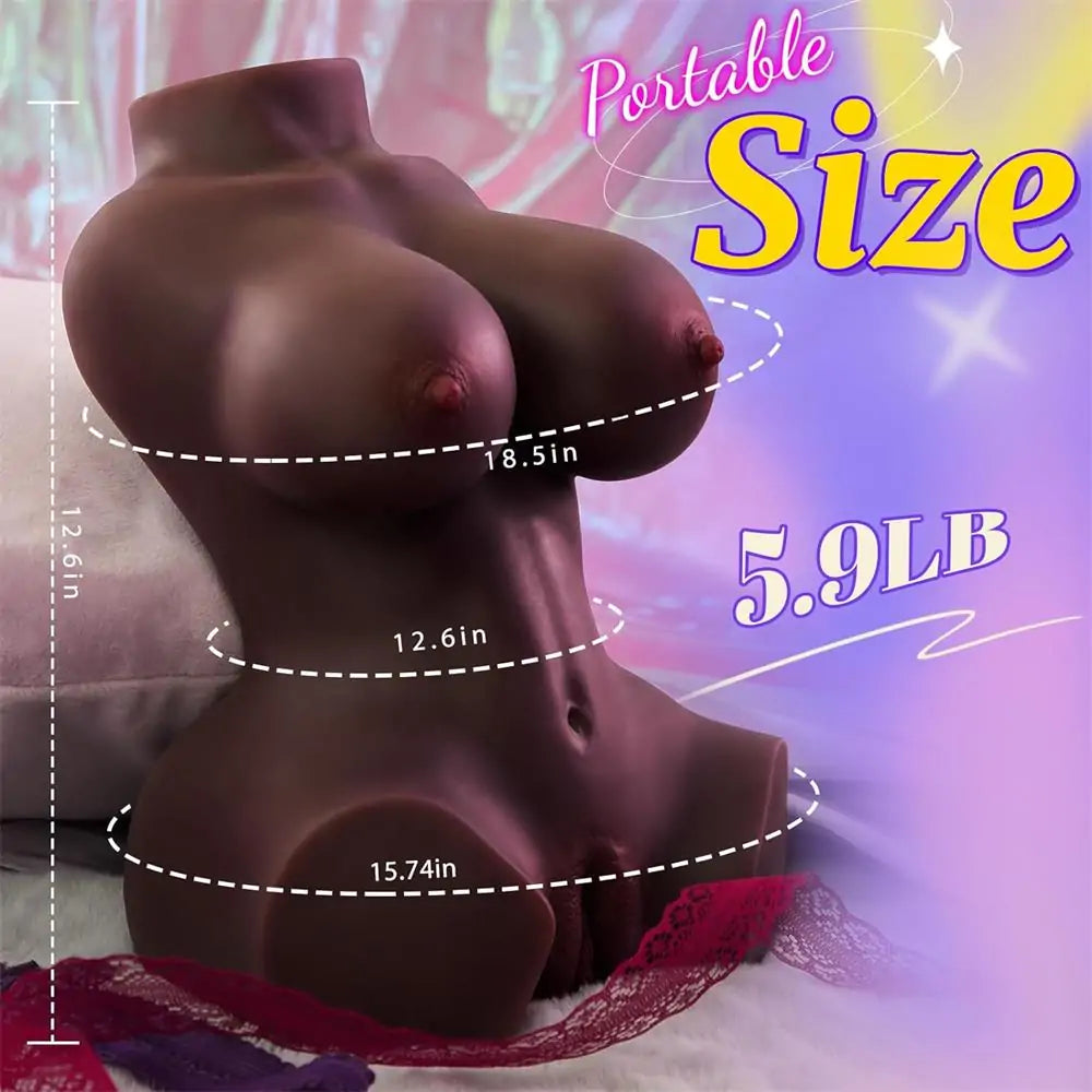 Ebony-Skin 5.9LB Sex Doll Male Masturbator with Perky Boobs Vagina and Tight Anal