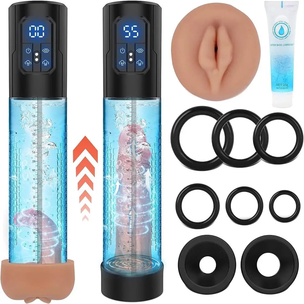 Electric Penis Pump Air Water Extender with 4 Training Pressure and 3 Suction Modes