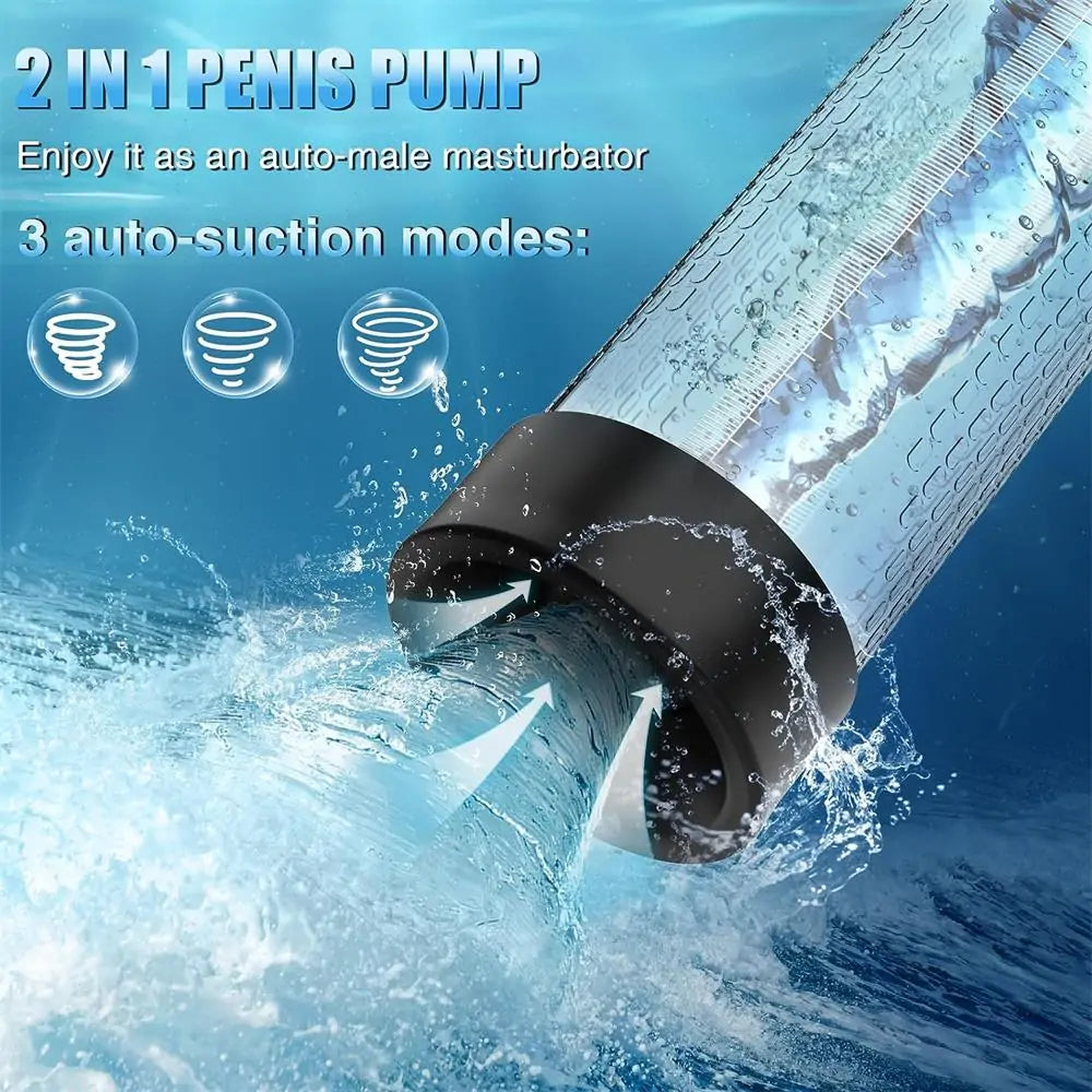 Electric Penis Pump Air Water Extender with 4 Training Pressure and 3 Suction Modes