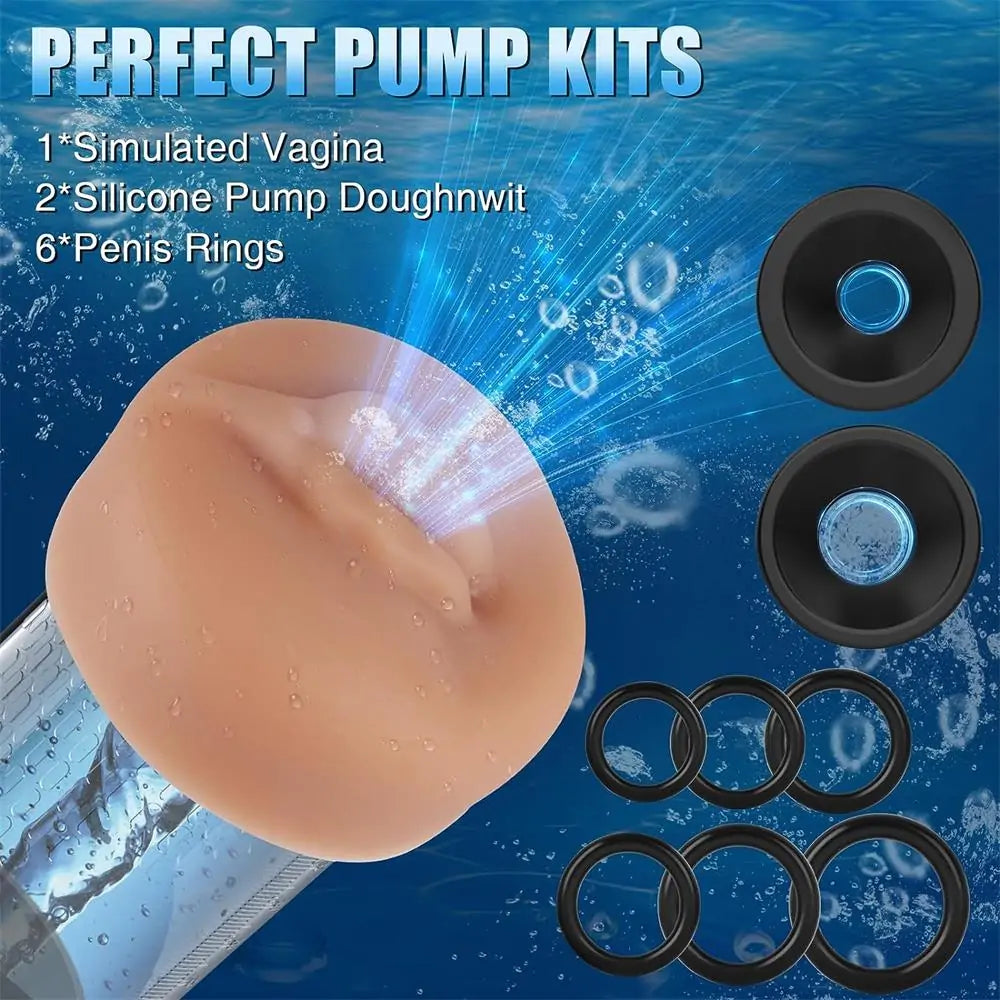 Electric Penis Pump Air Water Extender with 4 Training Pressure and 3 Suction Modes