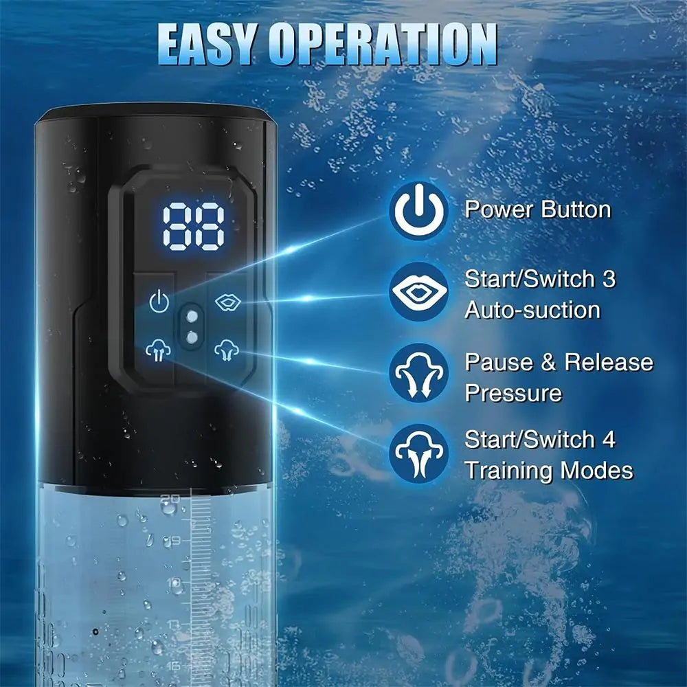 Electric Penis Pump Air Water Extender with 4 Training Pressure and 3 Suction Modes