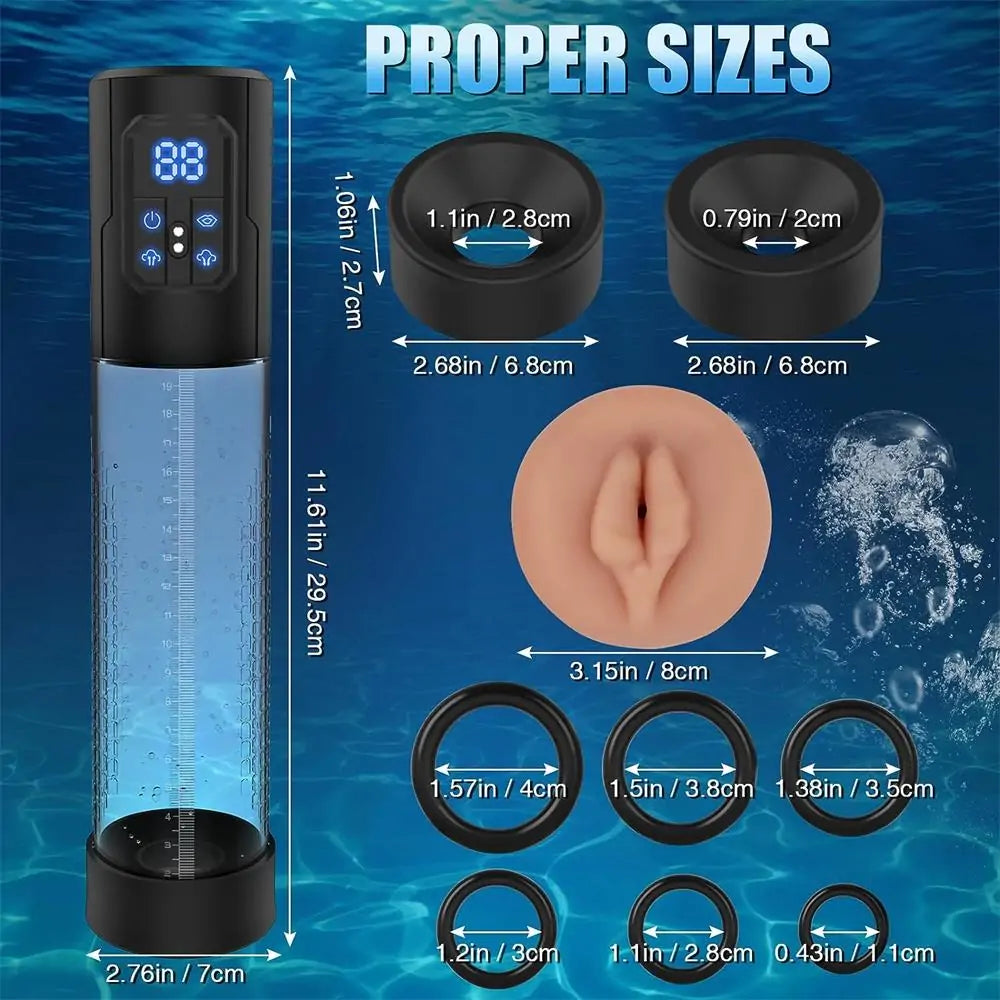 Electric Penis Pump Air Water Extender with 4 Training Pressure and 3 Suction Modes