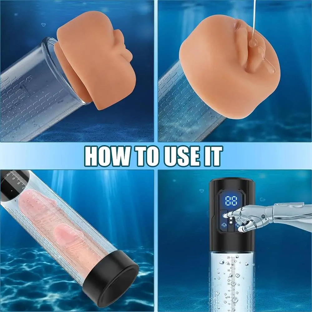 Electric Penis Pump Air Water Extender with 4 Training Pressure and 3 Suction Modes