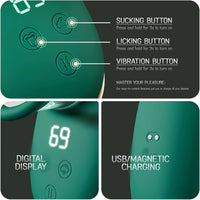 OpulaLuxe - Clit Sucking Toy Vibrator with Vibrating Licking Tongue & Thrusting Vibrator