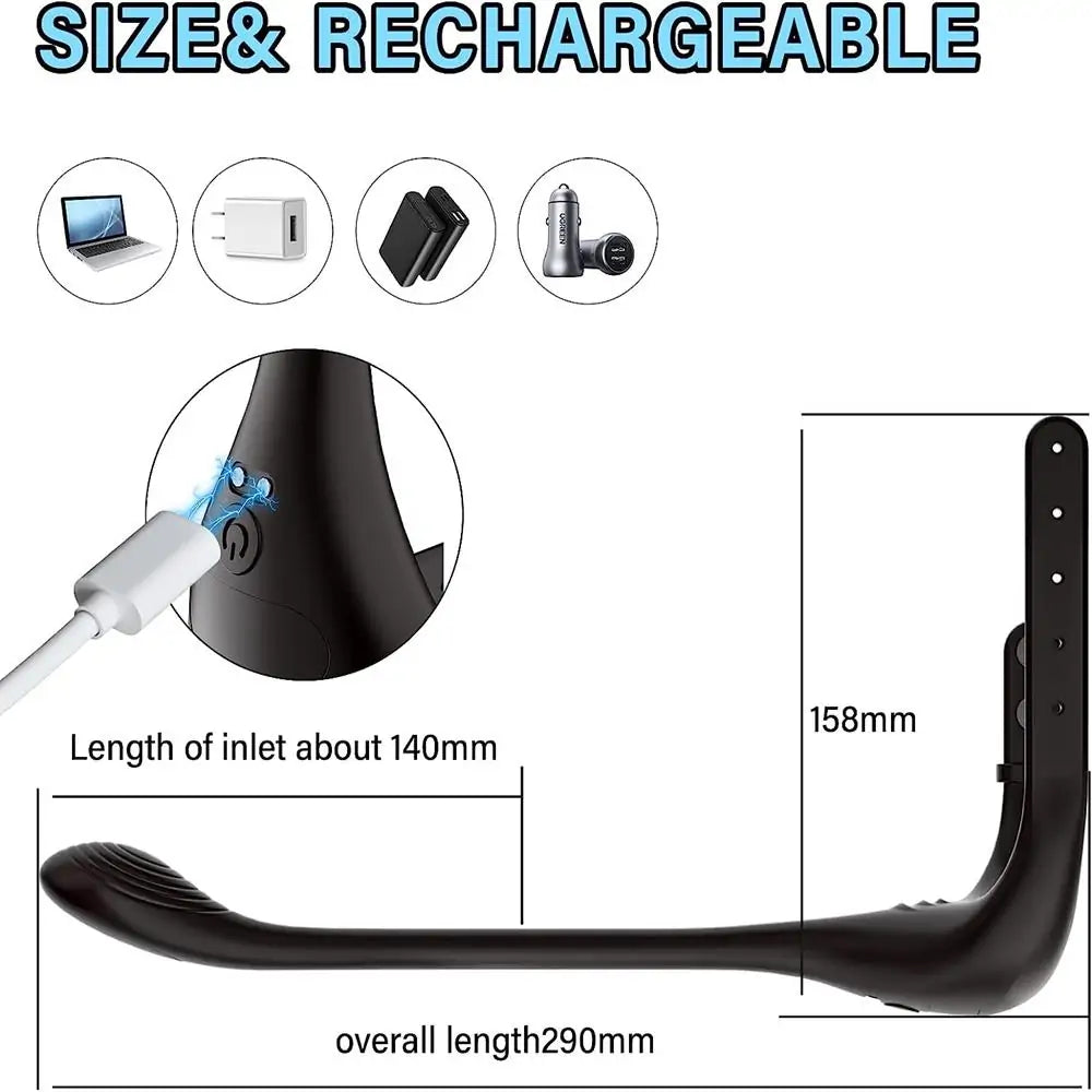 Prostate Massager Anal Vibrator with Adjustable Penis Rings
