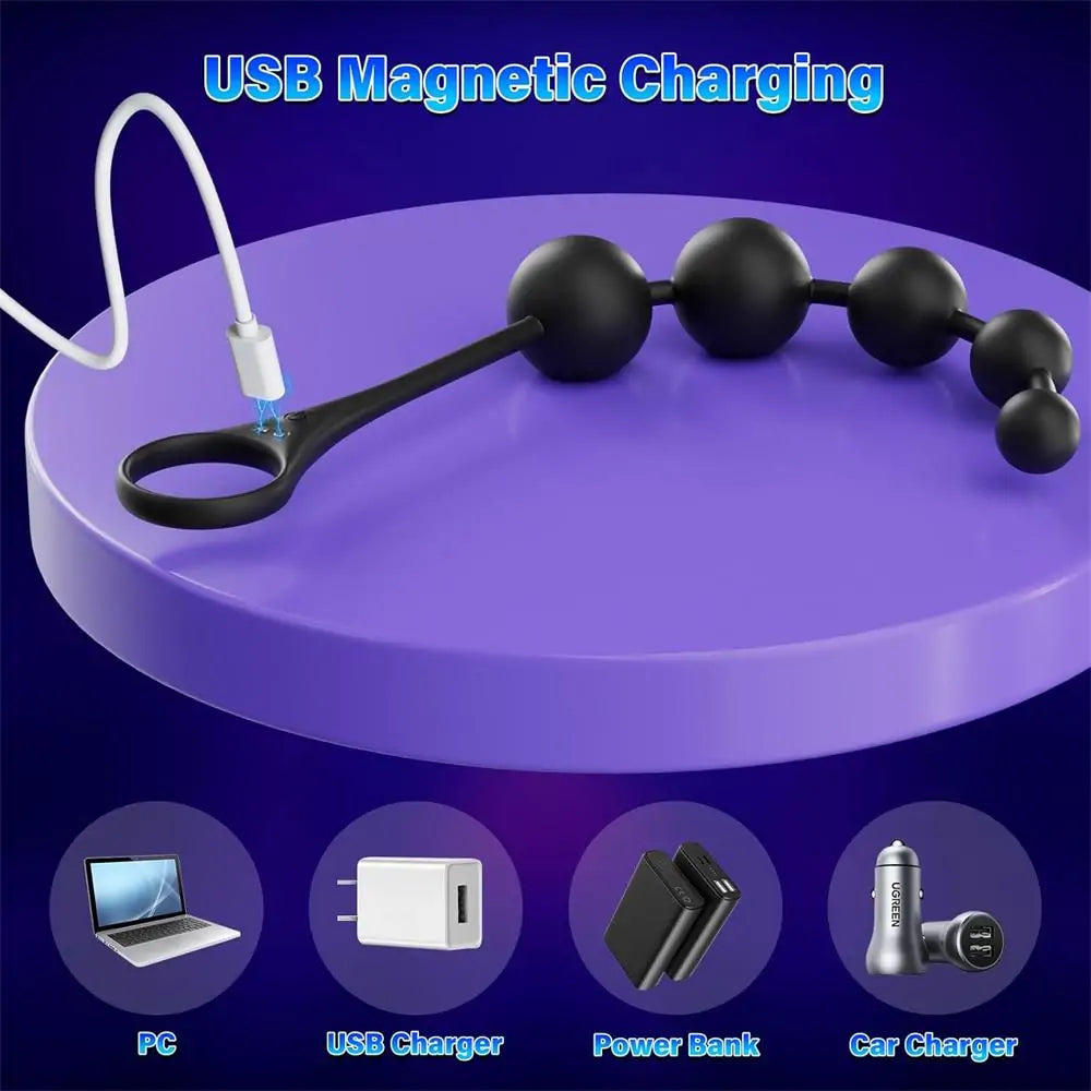 Smooth Silicone Anal Power Jiggle Balls 9 Function Vibrating 14.5 Inch