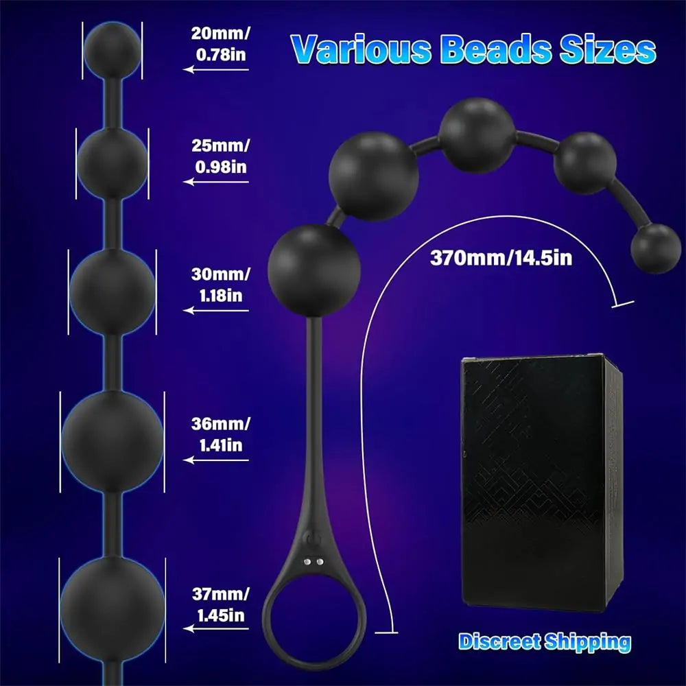 Smooth Silicone Anal Power Jiggle Balls 9 Function Vibrating 14.5 Inch