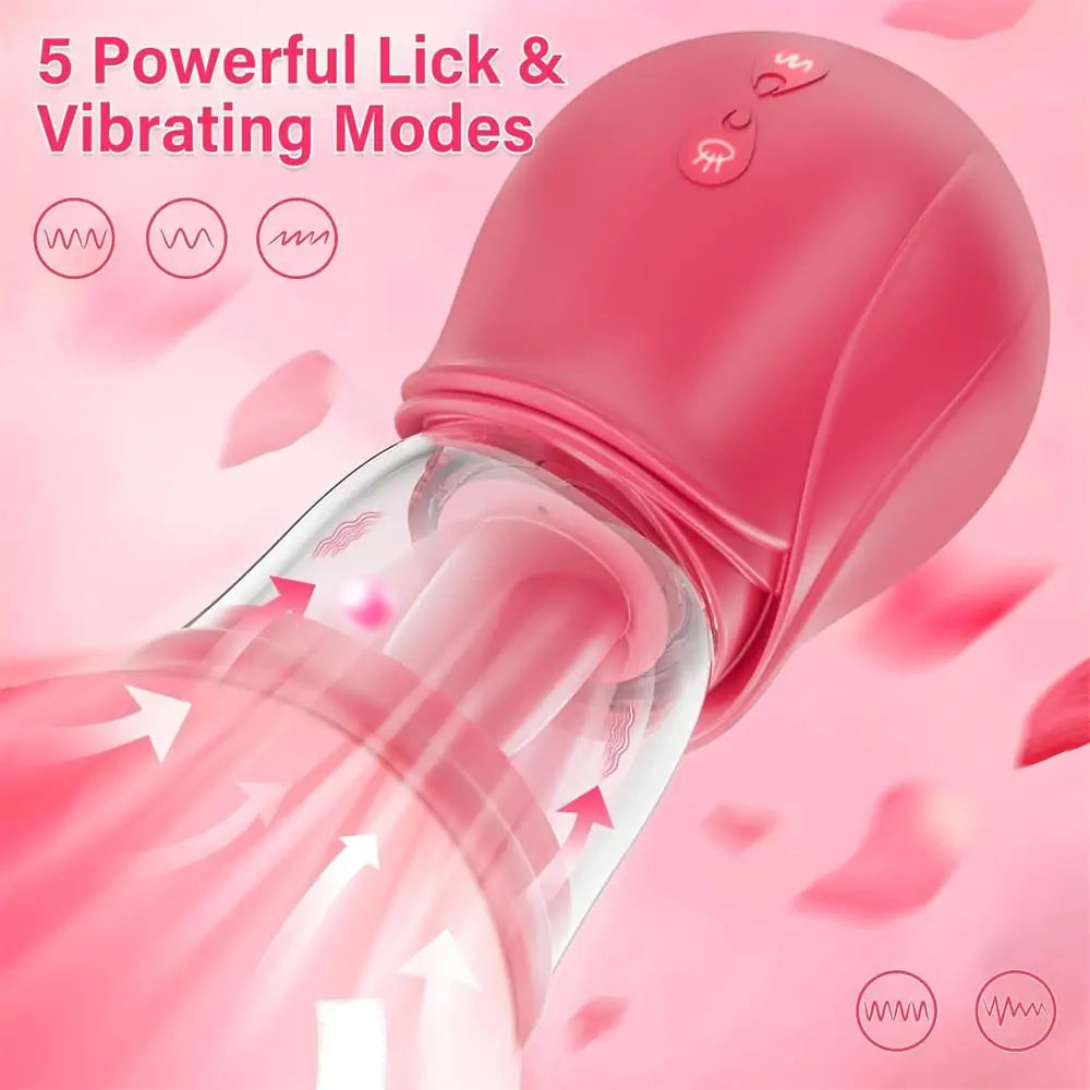 Evolved Rose G Spot Clitoris & Nipple Vibrator, 5 Lick - Vibrating & 4 Sucking Modes