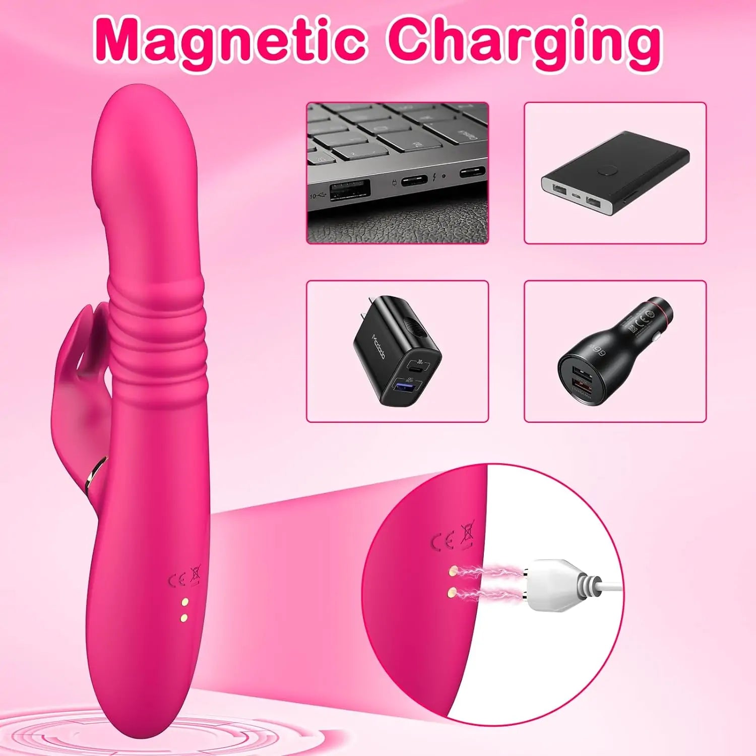 Triple Pleasure Waterproof Thrusting Rabbit Vibrator On-Screen Display