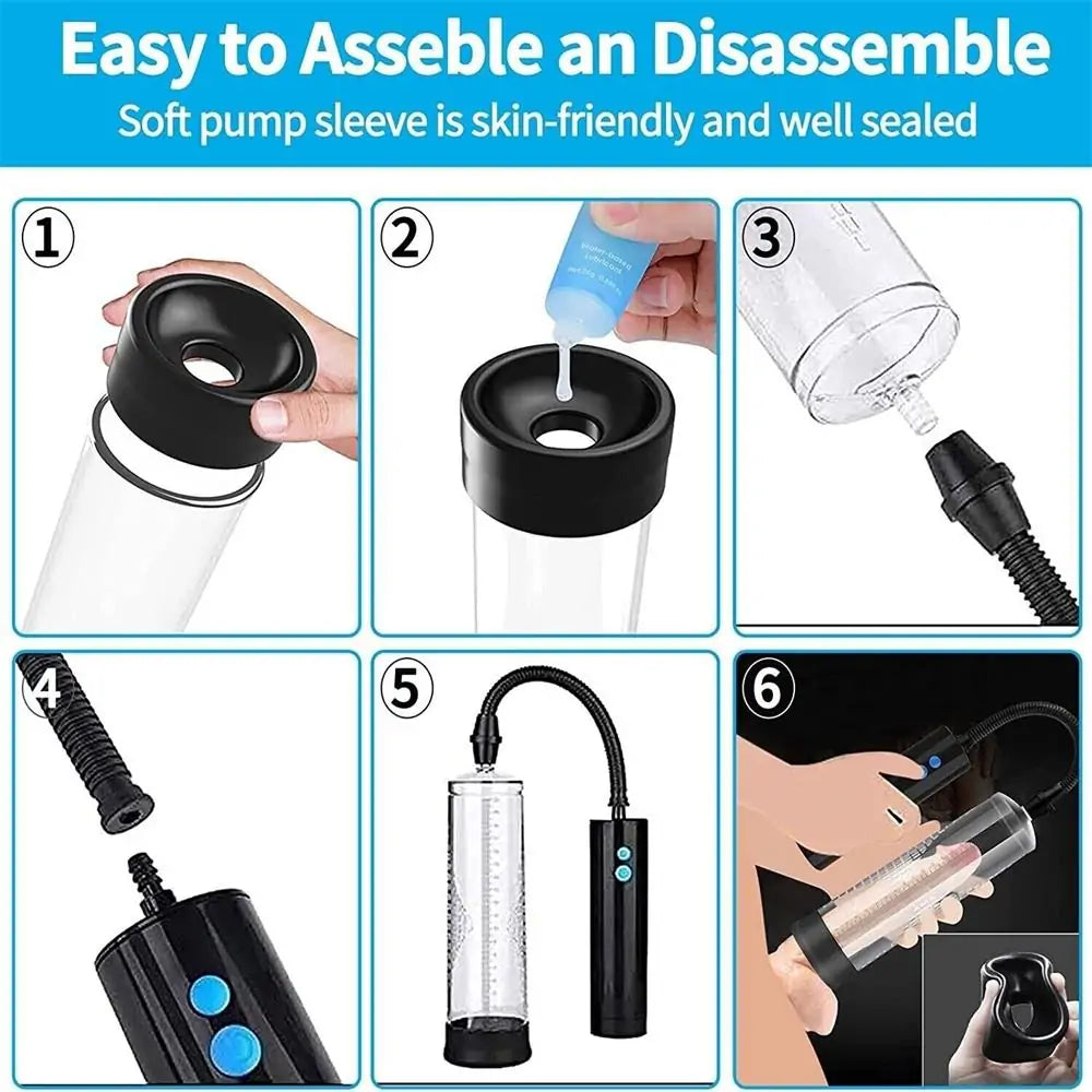 Vacuum Electric Penis Pump Digital Penis Enlarger Growth with Pussy Stroker
