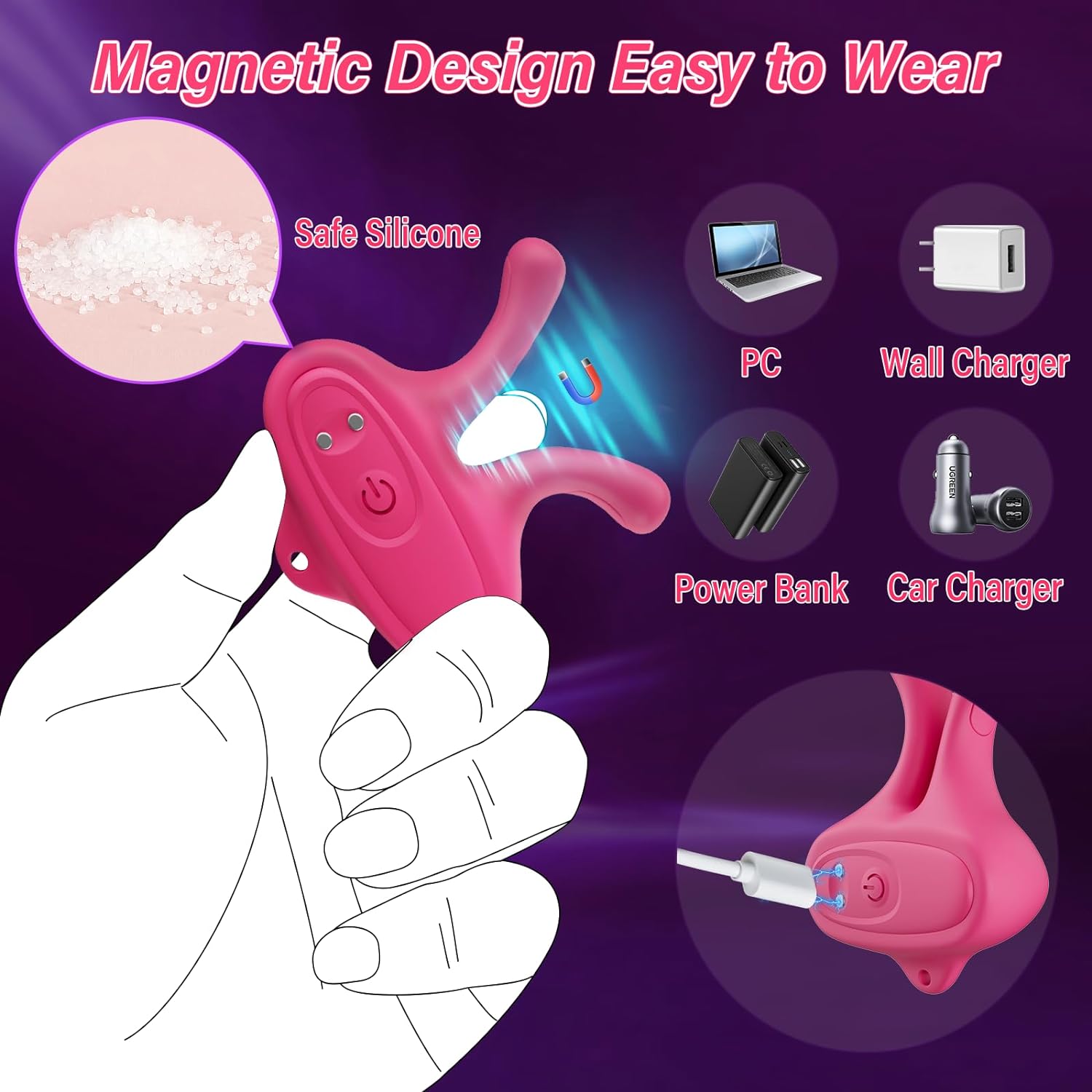 Vibrating Nipple Clamps Rabbit Vibrator with 9 Vibration Modes #SoloPublic