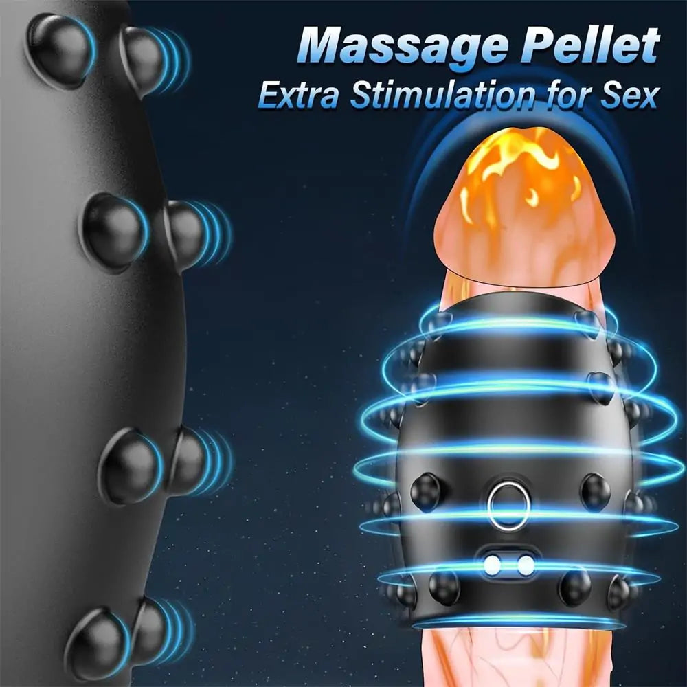 Vibrating Penis Sleeve with Massage Pellect Penis Girth Extension Toy