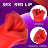 Rose Kiss Oral Toy - Sexy Red Lip Rotating Licking Clitoral Vibrator