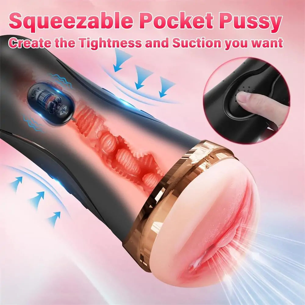 Evolved Waterproof Male Stroker Vibrating Male Masturbator Squeezable Pocket Pussy